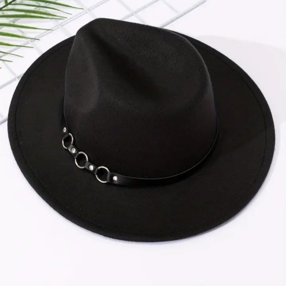 Black British Style Jazz Woolen Hat Big Brim Hat Top Hat 22 Inch - Picture 1 of 4